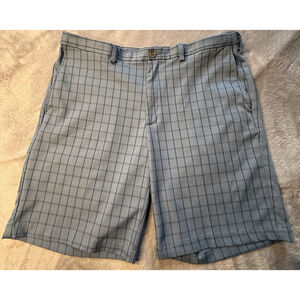 Mens Haggar Cool 18 Pro Blue Plaid Golf Shorts Classic Fit - Size 38